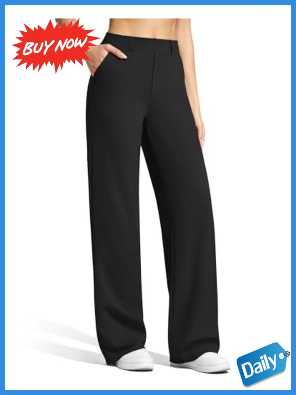 Wide Leg Dress Pants Pull On High Rise Stretch Lightweight with Pockets